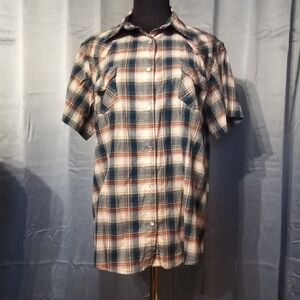 Wrangler Men's Casual Plaid Button Down Shirt - Blue, Red, White